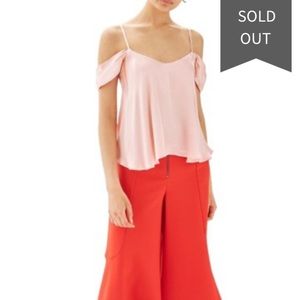 Topshop Satin Off-Shoulder Drape Top